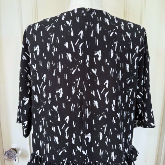 ASOS Mini Smock Dress Black White Abstract Print Size 6 - Picture 8 of 15